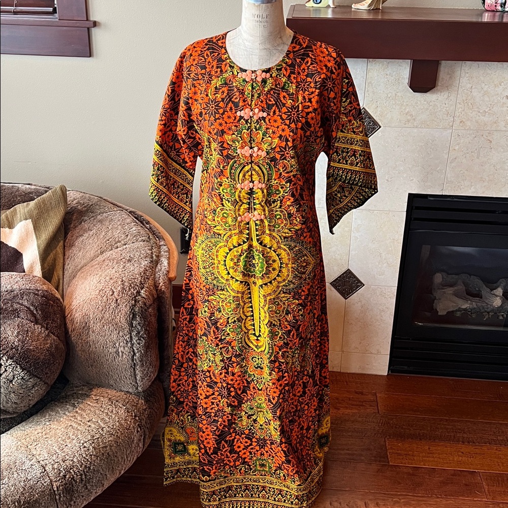 Vtg Thai caftan dashiki dress - Picture 5 of 11